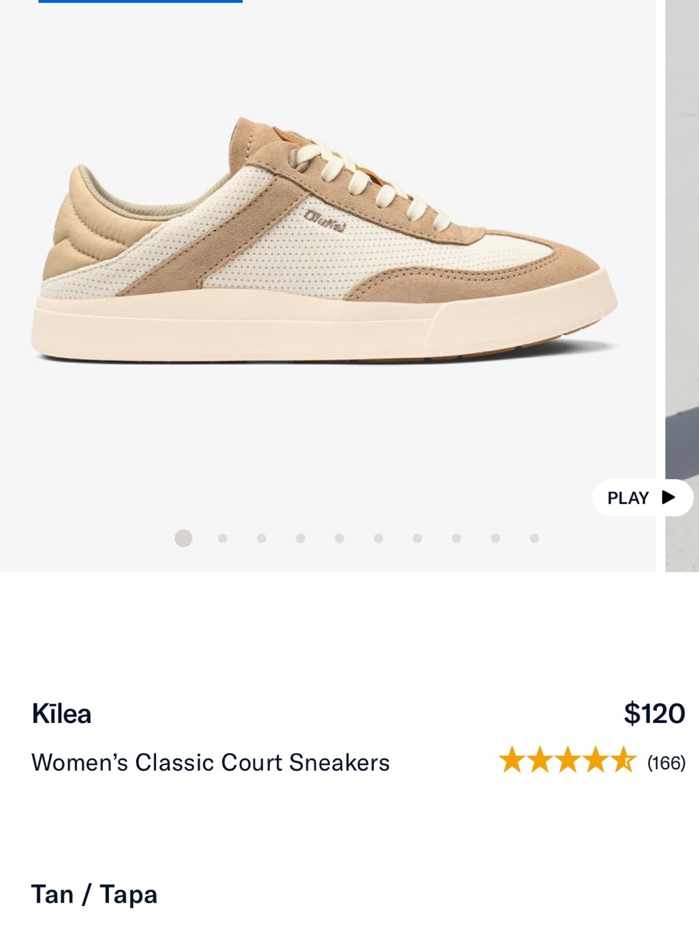 OluKai Kīlea Women's Court Sneakers in Tan and Cream Brand New